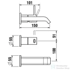 Laufen MEDA falsík alatti mosdócsaptelep 150 mm-es kifolyóval, leeresztő nélkül, PVD matt titán fekete HF506622428000