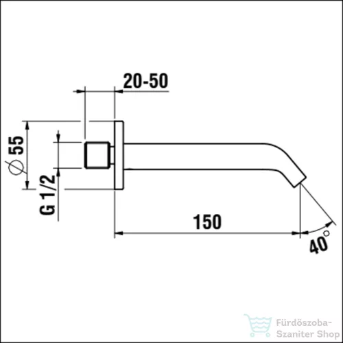 Laufen MEDA 150 mm-es kádkifolyó, króm HF506671100000