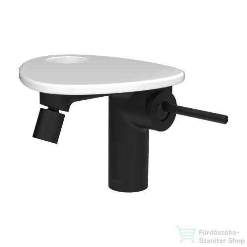 Laufen ADA bidé csaptelep lyukas polccal, click-clack leeresztővel, PVD matt fekete/fényes fehér HF506710511000