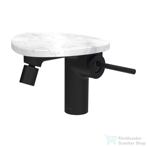 Laufen ADA bidé csaptelep polccal, click-clack leeresztővel, PVD matt fekete/fehér márvány HF506710515060