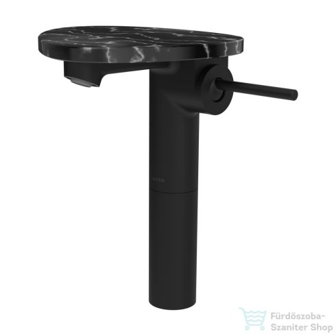 Laufen ADA magasított mosdó csaptelep leeresztő nélkül, PVD matt fekete/fekete márvány HF506714516060