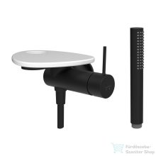   Laufen ADA falsík alatti zuhany csaptelep zuhanyszettel, lyukas polccal, alaptest nélkül, PVD matt fekete/matt fehér HF506755512000