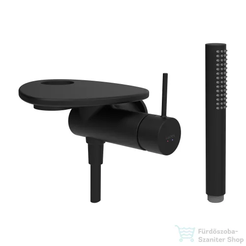 Laufen ADA falsík alatti zuhany csaptelep zuhanyszettel, lyukas polccal, alaptest nélkül, PVD matt fekete/matt fekete HF506755513000