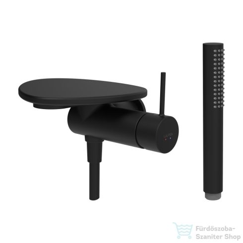 Laufen ADA falsík alatti zuhany csaptelep zuhanyszettel, polccal, alaptest nélkül, PVD matt fekete/matt fekete HF506755513060