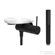   Laufen ADA falsík alatti zuhany csaptelep zuhanyszettel, polccal, alaptest nélkül, PVD matt fekete/fehér márvány HF506755515060