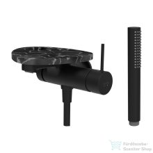   Laufen ADA falsík alatti kádtöltő csaptelep zuhanyszettel, lyukas polccal, alaptest nélkül, PVD matt fekete/fekete márvány HF506765516000