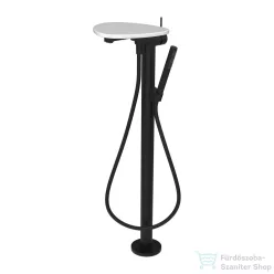   Laufen ADA szabadon álló kádtöltő csaptelep polccal, zuhanyszettel, alaptest nélkül, PVD matt fekete/fényes fehér HF506781511060