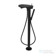   Laufen ADA szabadon álló kádtöltő csaptelep lyukas polccal, zuhanyszettel, alaptest nélkül, PVD matt fekete/matt fekete HF506781513000