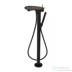   Laufen ADA szabadon álló kádtöltő csaptelep lyukas polccal, zuhanyszettel, alaptest nélkül, PVD matt fekete/caffe matt HF506781514000