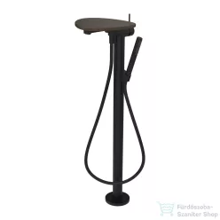   Laufen ADA szabadon álló kádtöltő csaptelep polccal, zuhanyszettel, alaptest nélkül, PVD matt fekete/caffe matt HF506781514060