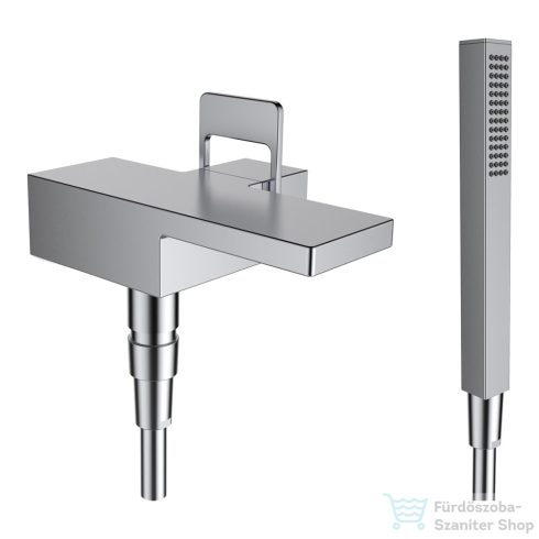 Laufen Quadriga fali kádtöltő csaptelep zuhanyszettel,belső egység nélkül,Szálhúzott rozsdamentes acél HF901165441000
