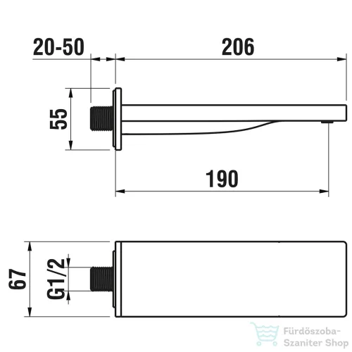 Laufen Quadriga 190 mm-es kádkifolyó, Szálhúzott rozsdamentes acél HF901171441000
