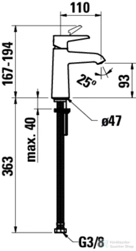 Laufen VAL mosdó csaptelep 110 mm-es kifolyóval, leeresztő nélkül, króm HF901702100000