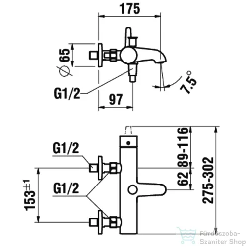 Laufen VAL egykaros kádcsaptelep zuhanyszettel, króm HF901760100600