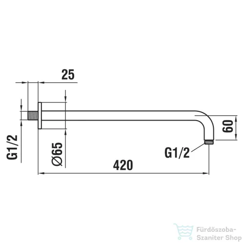 Laufen 42 cm-es zuhanykar,PVD matt titán fekete HF960109428001