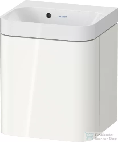 Duravit HAPPY D.2 40x36 cm-es, 1 ajtós alsószekrény-csaplyuk nélküli mosdó kombináció, balos, fényes fehér HP4340N22220000