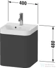 Duravit HAPPY D.2 40x36 cm-es, 1 ajtós alsószekrény-csaplyuk nélküli mosdó kombináció, balos, fényes fehér HP4340N22220000