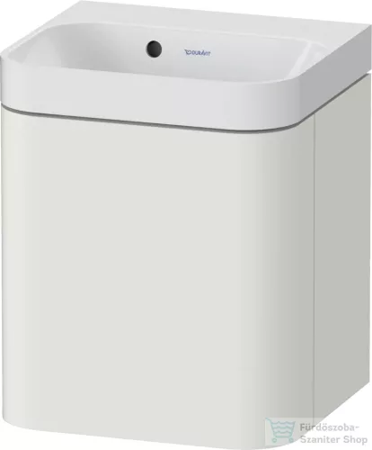 Duravit HAPPY D.2 40x36 cm-es, 1 ajtós alsószekrény-csaplyuk nélküli mosdó kombináció, balos, lakkozott északi matt szatén fehér HP4340N39390000