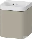 Duravit HAPPY D.2 40x36 cm-es, 1 ajtós alsószekrény-csaplyuk nélküli mosdó kombináció, balos, lakkozott matt szatén taupe HP4340N60600000
