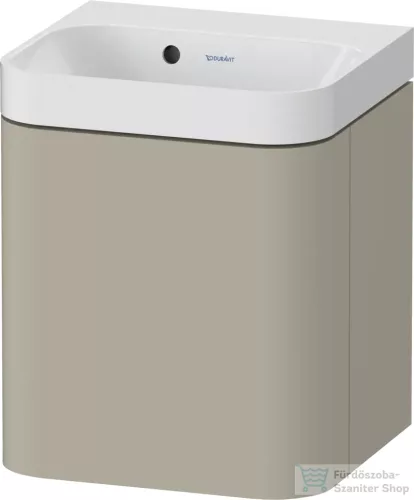 Duravit HAPPY D.2 40x36 cm-es, 1 ajtós alsószekrény-csaplyuk nélküli mosdó kombináció, balos, lakkozott matt szatén taupe HP4340N60600000