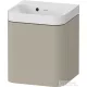 Duravit HAPPY D.2 40x36 cm-es, 1 ajtós alsószekrény-csaplyuk nélküli mosdó kombináció, balos, lakkozott matt szatén taupe HP4340N60600000