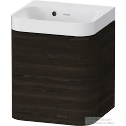   Duravit HAPPY D.2 40x36 cm-es, 1 ajtós alsószekrény-csaplyuk nélküli mosdó kombináció, balos, matt kefélt dió furnér HP4340N69690000