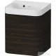 Duravit HAPPY D.2 40x36 cm-es, 1 ajtós alsószekrény-csaplyuk nélküli mosdó kombináció, balos, matt kefélt dió furnér HP4340N69690000