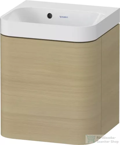 Duravit HAPPY D.2 40x36 cm-es, 1 ajtós alsószekrény-csaplyuk nélküli mosdó kombináció, balos, mediterrán tölgy furnér HP4340N71710000
