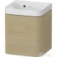 Duravit HAPPY D.2 40x36 cm-es, 1 ajtós alsószekrény-csaplyuk nélküli mosdó kombináció, balos, mediterrán tölgy furnér HP4340N71710000