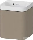 Duravit HAPPY D.2 40x36 cm-es, 1 ajtós alsószekrény-csaplyuk nélküli mosdó kombináció, balos, matt len HP4340N75750000