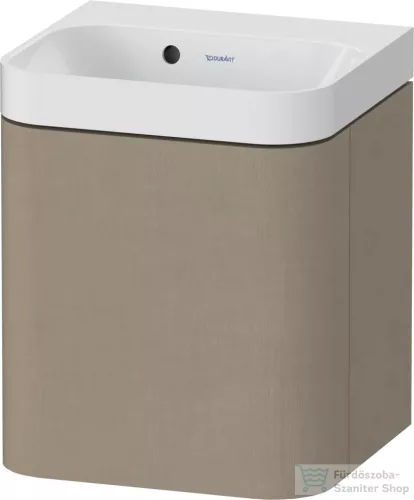 Duravit HAPPY D.2 40x36 cm-es, 1 ajtós alsószekrény-csaplyuk nélküli mosdó kombináció, balos, matt len HP4340N75750000