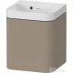 Duravit HAPPY D.2 40x36 cm-es, 1 ajtós alsószekrény-csaplyuk nélküli mosdó kombináció, balos, matt len HP4340N75750000