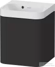 Duravit HAPPY D.2 40x36 cm-es, 1 ajtós alsószekrény-csaplyuk nélküli mosdó kombináció, balos, szupermatt grafit HP4340N80800000