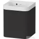 Duravit HAPPY D.2 40x36 cm-es, 1 ajtós alsószekrény-csaplyuk nélküli mosdó kombináció, balos, szupermatt grafit HP4340N80800000
