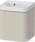 Duravit HAPPY D.2 40x36 cm-es, 1 ajtós alsószekrény-csaplyuk nélküli mosdó kombináció, balos, szupermatt taupe HP4340N83830000