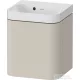 Duravit HAPPY D.2 40x36 cm-es, 1 ajtós alsószekrény-csaplyuk nélküli mosdó kombináció, balos, szupermatt taupe HP4340N83830000