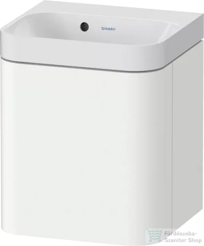 Duravit HAPPY D.2 40x36 cm-es, 1 ajtós alsószekrény-csaplyuk nélküli mosdó kombináció, balos, szupermatt fehér HP4340N84840000