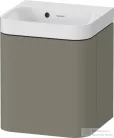 Duravit HAPPY D.2 40x36 cm-es, 1 ajtós alsószekrény-csaplyuk nélküli mosdó kombináció, balos, lakkozott matt szatén kőszürke HP4340N92920000
