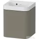 Duravit HAPPY D.2 40x36 cm-es, 1 ajtós alsószekrény-csaplyuk nélküli mosdó kombináció, balos, lakkozott matt szatén kőszürke HP4340N92920000
