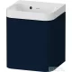 Duravit HAPPY D.2 40x36 cm-es, 1 ajtós alsószekrény-csaplyuk nélküli mosdó kombináció, balos, lakkozott matt szatén éjkék HP4340N98980000