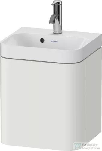 Duravit HAPPY D.2 40x36 cm-es, 1 ajtós alsószekrény- 1 csaplyukas mosdó kombináció, balos, lakkozott északi matt szatén fehér HP4340O39390000