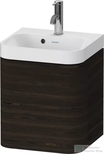 Duravit HAPPY D.2 40x36 cm-es, 1 ajtós alsószekrény- 1 csaplyukas mosdó kombináció, balos, matt kefélt dió furnér HP4340O69690000