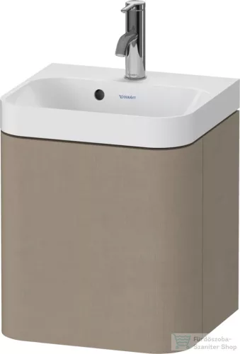 Duravit HAPPY D.2 40x36 cm-es, 1 ajtós alsószekrény- 1 csaplyukas mosdó kombináció, balos, matt len HP4340O75750000