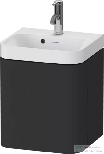 Duravit HAPPY D.2 40x36 cm-es, 1 ajtós alsószekrény- 1 csaplyukas mosdó kombináció, balos, szupermatt grafit HP4340O80800000