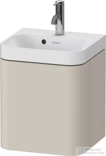 Duravit HAPPY D.2 40x36 cm-es, 1 ajtós alsószekrény- 1 csaplyukas mosdó kombináció, balos, szupermatt taupe HP4340O83830000