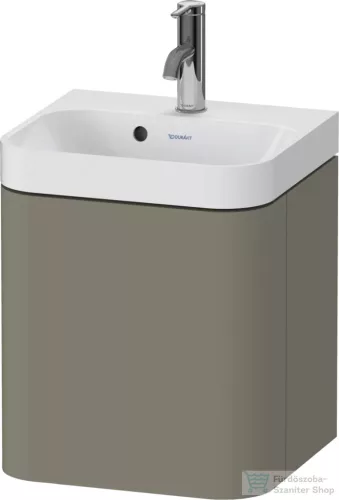Duravit HAPPY D.2 40x36 cm-es, 1 ajtós alsószekrény- 1 csaplyukas mosdó kombináció, balos, lakkozott matt szatén kőszürke HP4340O92920000
