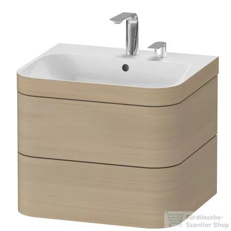 Duravit HAPPY D.2 PLUS 2 57,5 cm széles fiókos alsószekrény mosdóval,2 csaplyukkal,Mediterranean Oak Real wood veneer HP4635E7171