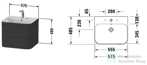 Duravit HAPPY D.2 PLUS 2 57,5 cm széles fiókos alsószekrény mosdóval,1 csaplyukkal,Taupe Satin Matt Lacquer HP4635O6060
