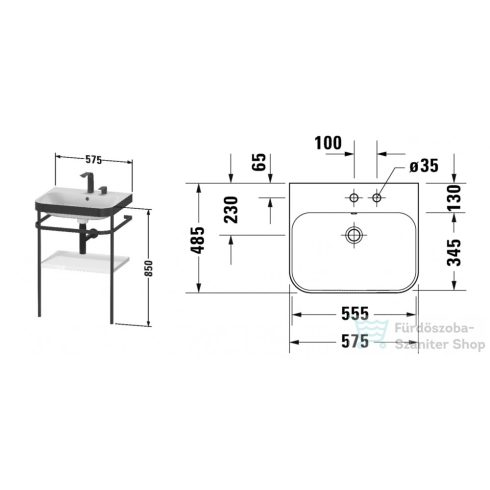 Duravit HAPPY D.2 Plus bútorral aláépíthető mosdó 2 csaplyukkal,c-bonded fémállvánnyal,Brushed Walnut Real wood veneer HP4735E6969