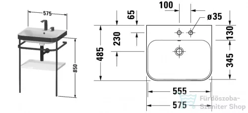 Duravit HAPPY D.2 Plus bútorral aláépíthető mosdó 2 csaplyukkal,c-bonded fémállvánnyal,Mediterranean Oak Real wood veneer HP4735E7171